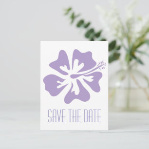 Sla de datum lavendel paarse Hibiscus bloem logo Aankondigingskaart
