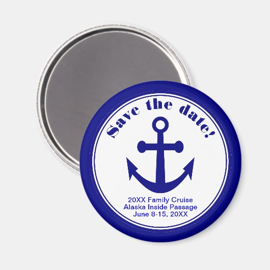 Sla de datum magneet nautische cruise strand bruil (Voorkant / Achterkant)