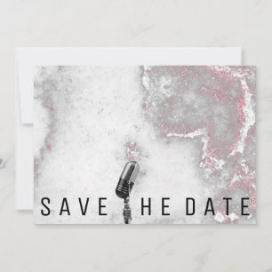 Sla de datum Microfoon Glitter Roze Grijs Marmer Save The Date