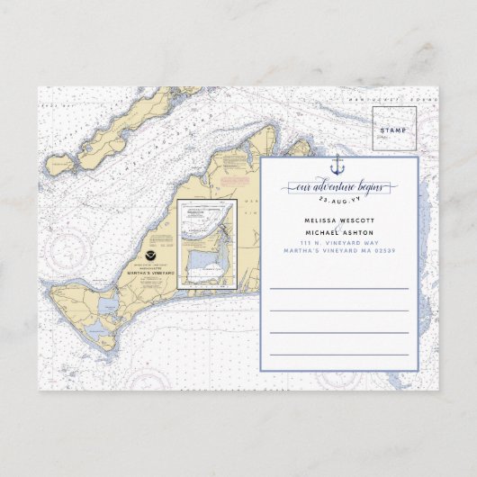 Sla de datum #Nautical Anker op | #SaveTheDate MV Aankondigingskaart (Achterkant)