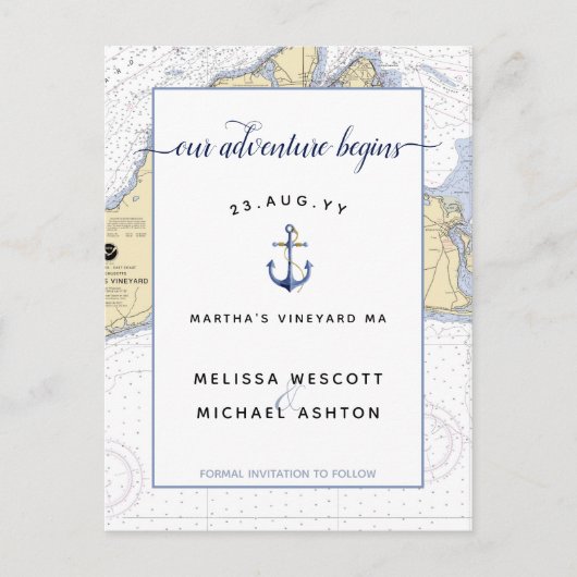 Sla de datum #Nautical Anker op | #SaveTheDate MV Aankondigingskaart (Voorkant)