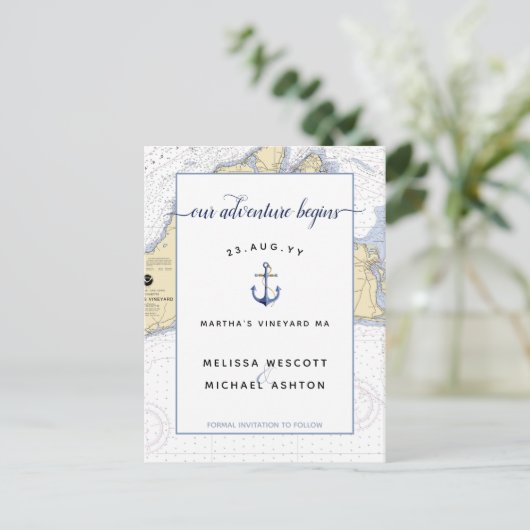 Sla de datum #Nautical Anker op | #SaveTheDate MV Aankondigingskaart (Staand voorkant)