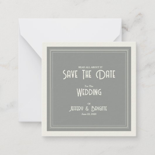 Sla de datum nieuws papier bruiloft Flat Note Kaar Notitiekaartje (Voorkant)