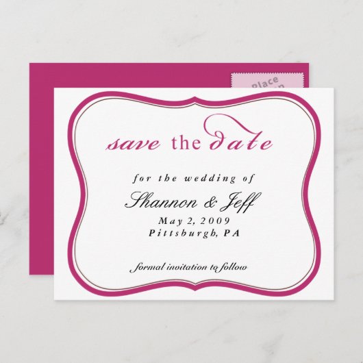 Sla de datum op,  aankondigingskaart (Voorkant / Achterkant)