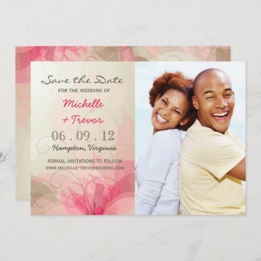 Sla de datum op - Abstracte Bloemfoto uitnodiginge Save The Date (Voorkant / Achterkant)