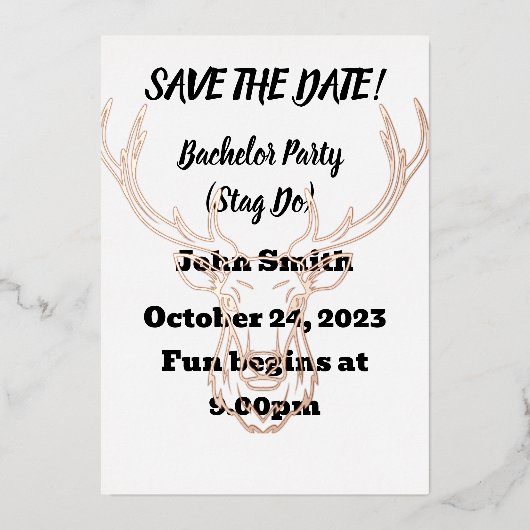 Sla de datum op Afscheid van de vrijgezellenfeest. Folie Uitnodiging (Voorkant)