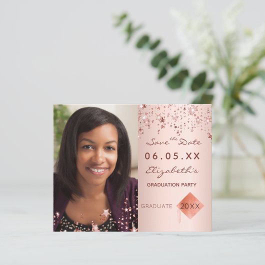 Sla de datum op afstudeerfeest roos budget (Staand voorkant)