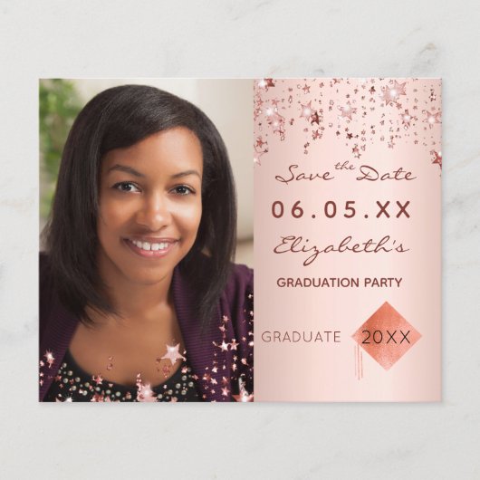 Sla de datum op afstudeerfeest roos budget (Voorkant)