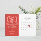 Sla de datum op Agenda Rode Liefdeshart Save The Date (Staand voorkant)