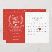 Sla de datum op Agenda Rode Liefdeshart Save The Date (Voorkant / Achterkant)