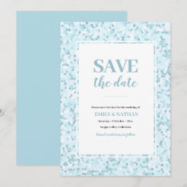 Sla de datum op Aqua blauwe Mozaïek Uitnodiging