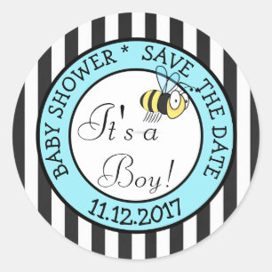 Sla de datum op, Bee It a Boy Baby shower Sticker