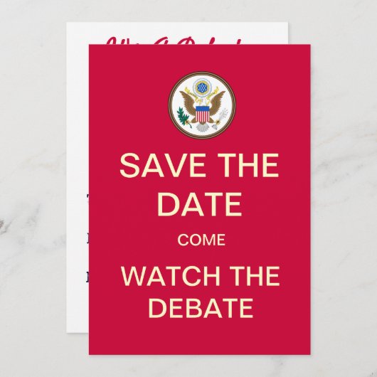 Sla de datum op Bekijk het debat Save The Date (Voorkant / Achterkant)