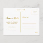 Sla de datum op Black Gold Script-fotokaarten Aankondigingskaart (Achterkant)