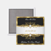 Sla de datum op Black Pearls White Gold Verjaardag Magneet (Voorkant / Achterkant)