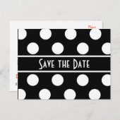 Sla de datum op Black Polka Dot Photo Briefkaart (Voorkant / Achterkant)