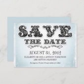 Sla de datum op Blue Invitations Save The Date (Voorkant / Achterkant)