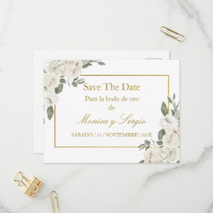 Sla de datum op boda de oro uitnodiging briefkaart