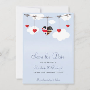Sla de datum op Brits-Amerikaanse bruiloft Save The Date