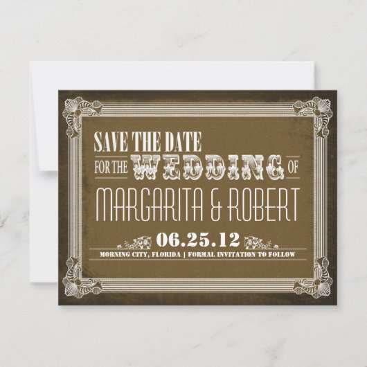 Sla de datum op  Brown Invitations Save The Date (Voorkant)