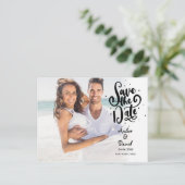 Sla de datum op Chic script fotolocaties Briefkaart (Staand voorkant)