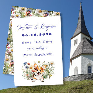 Sla de datum op Corgi Dog Wedding Aankondigingen