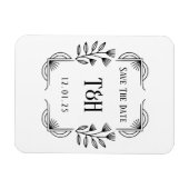 Sla de datum op Custom Art Deco Botanical Monogram Magneet (Horizontaal)