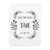 Sla de datum op Custom Art Deco Botanical Monogram Magneet (Verticaal)