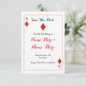 Sla de datum op Diamonds Playing Kaart Wedding Inv (Staand voorkant)