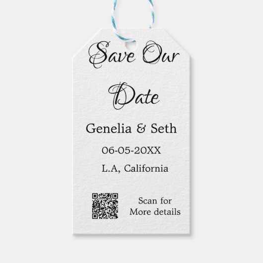 Sla de datum op eenvoudige minimale QR-scan code d Cadeaulabel (Voorkant)