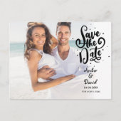 Sla de datum op Elegant script foto ansichtkaart Aankondigingskaart (Voorkant)