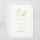 Sla de datum op Formal Crest Gold Script Kaart (Voorkant)