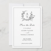 Sla de datum op Formal Crest Zwart-wit Kaart (Voorkant)