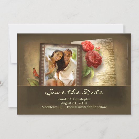 Sla de datum op foto rustieke uitnodigingen (Voorkant)