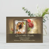 Sla de datum op foto rustieke uitnodigingen (Staand voorkant)