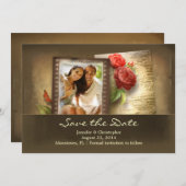 Sla de datum op foto rustieke uitnodigingen (Voorkant / Achterkant)