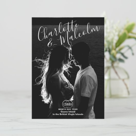 Sla de datum op Fotokaart met Ringbeveiliging Save The Date (Staand voorkant)