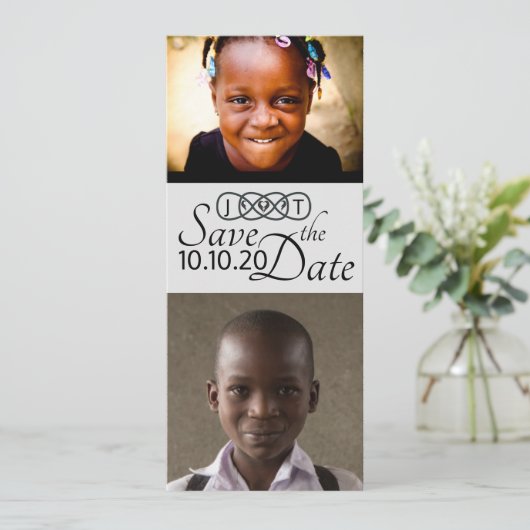 Sla de datum op fotokaarten save the date (Staand voorkant)