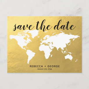 Sla de datum op Gold Chic Destination Wedding Aankondigingskaart