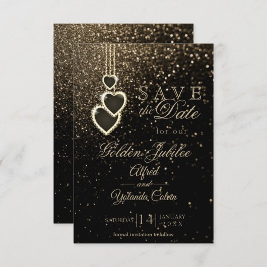 Sla de datum op - Gold Glitter Kaart (Voorkant / Achterkant)