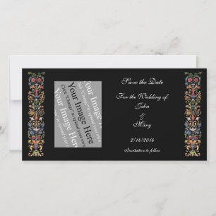 Sla de datum op gotische aangepaste fotokaart sjab save the date