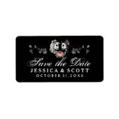 Sla de datum op - Halloween Skeletons & Heart Labe Etiket (Voorkant)