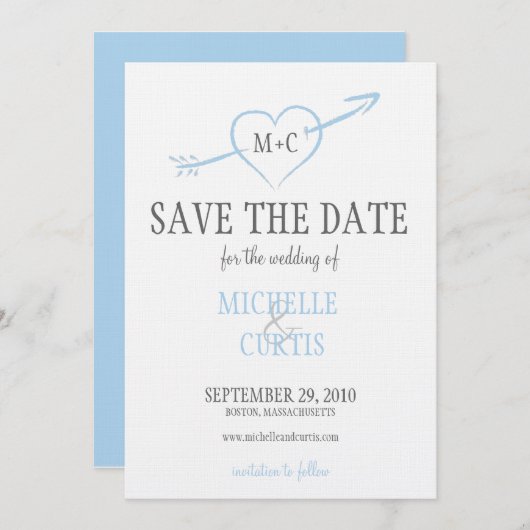 Sla de datum op - hart en pijl save the date (Voorkant / Achterkant)