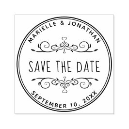 Sla de datum op Heart Creëer Uw eigen retouradres Rubberstempel