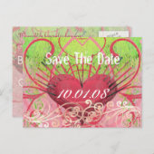 Sla de datum op - Hearts & Swirls Aankondigingskaart (Voorkant / Achterkant)