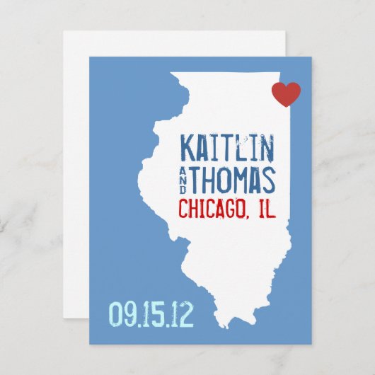 Sla de datum op -  - Illinois Save The Date (Voorkant / Achterkant)
