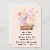 Sla de datum op in Perzikkleurige Bloemen & Rustie Kaart (Voorkant)