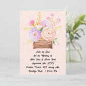 Sla de datum op in Perzikkleurige Bloemen & Rustie Kaart (Staand voorkant)