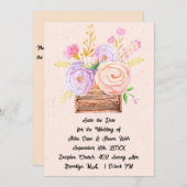 Sla de datum op in Perzikkleurige Bloemen & Rustie Kaart (Voorkant / Achterkant)