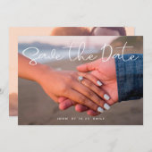 Sla de datum op in wit handschrift 2 Foto Aankondiging (Voorkant / Achterkant)